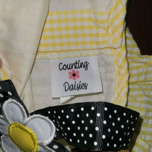 Counting Daisies Baby Girl Rockabilly Dress Size 2T Yellow Sunflower Polkadots - Picture 3 of 7